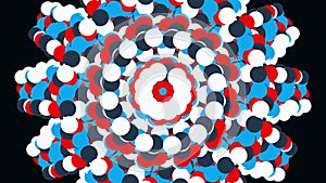Computer generated abstract background from flashing colored circles. Kaleidoscope converts colorful particles into an
