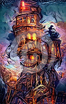 The haunted castle colorful illustration photo