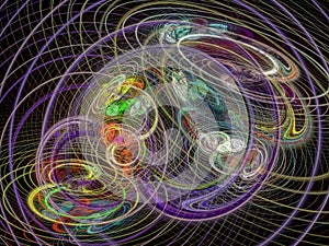 Computer generated abstract spiral fractal flame image
