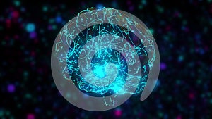 Computer generated artificial intelligence. 3d rendering of the digital brain against the backdrop of colored blurred