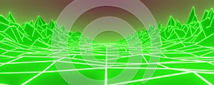 Computer generated binary code landscape . Big Data . Binary Code . Wireframe landscape . Abstract technology background. Network