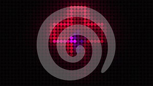 Computer generated bright display of running dottes lights. 3D rendering of led background