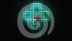 Computer generated bright display of running dottes lights. 3D rendering of led background