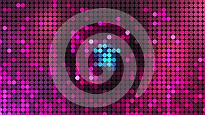 Computer generated bright display of running dottes lights. 3D rendering of led background
