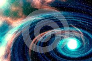 Computer-generated colorful spiral nebula photo