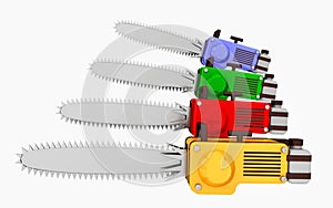 Chainsaws isolated on white background