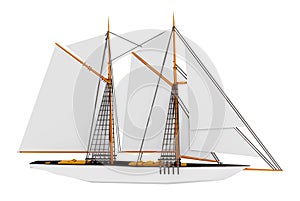 Gaff rig schooner isolated on white background photo