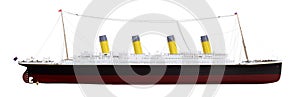 Historical ship Titanic isolated on white background photo