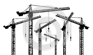 Silhouette of construction cranes