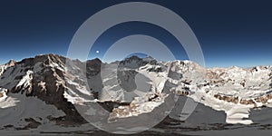 Spherical 360 degrees seamless panorama with a mountain panorama photo