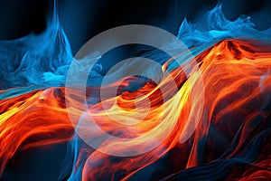 A computer generated fire and ice image depicting flames and ice abstract background. Generative AI.