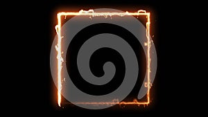 Computer generated fire square on black background. 3d rendering of abstract fire circle