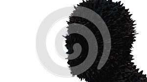 Computer generated human head transformation. Spike noise is displaced from inside. 3d rendering virtual background