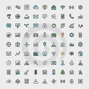 Of 80 computer-generated icons arranged in a grid pattern on a white