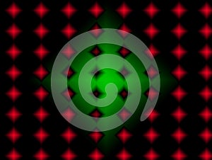 Computer generated illustration featuring a simple geometric rhomboid abstract background in green, red and black.