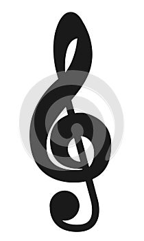 One single treble clef musical note symbol white backdrop