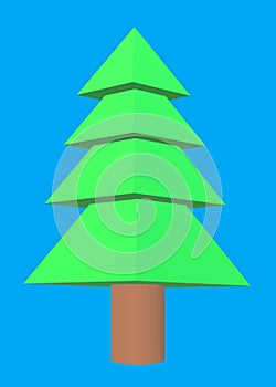 A simple 3d modelling of a cone shaped bare christmas tree blue backdrop photo