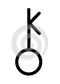 The symbol of Chiron set against a white backdrop photo