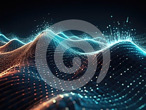 A computer generated image of a blue and orange wave