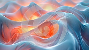 Computer generated image of a blue and orange wind wave on a body of water