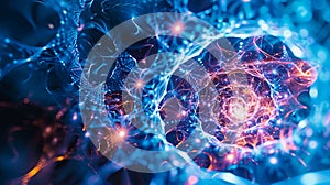 A computer generated image of a blue and red spiral design