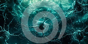 Computer generated image of a brain with many neurons