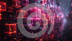 A computer generated image of a cityscape with orange buildings and a blue sky by AI generated image