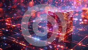 A computer generated image of a cityscape with orange buildings and a blue sky by AI generated image