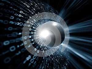 This is a computer generated image depicting a tunnel of binary code