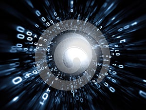 This is a computer generated image depicting a tunnel of binary code