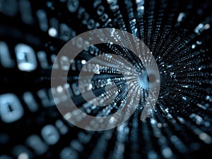 This is a computer generated image depicting a tunnel of binary code