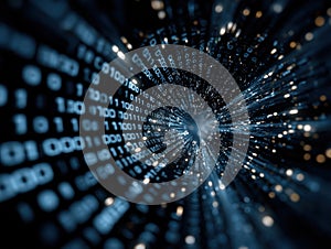 This is a computer generated image depicting a tunnel of binary code