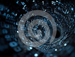 This is a computer generated image depicting a tunnel of binary code