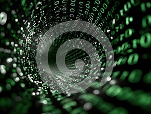 This is a computer generated image depicting a tunnel of binary code