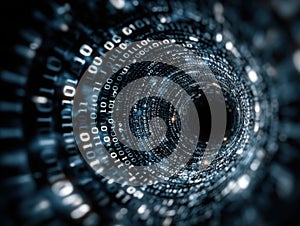 This is a computer generated image depicting a tunnel of binary code