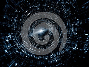 This is a computer generated image depicting a tunnel of binary code