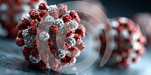 This is a computer generated image depicting a virus floating in the air