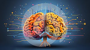 A computer-generated image of a detailed human brain. Generative ai