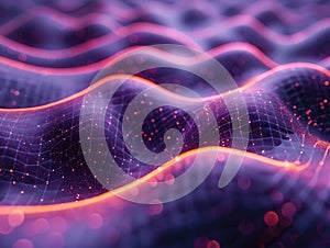 Computer Generated Image of Wavy Lines and Dots. Generative AI.