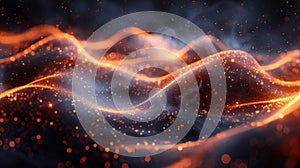 Computer Generated Image of a Fiery Wave. Generative AI.