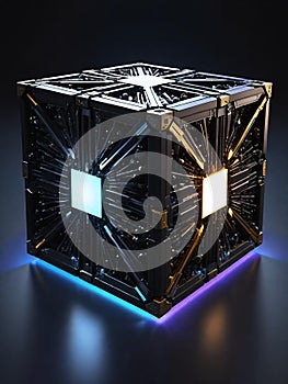 computer generated image with a fractal shape of a computer network. 3d rendering