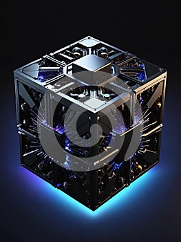 computer generated image with a fractal shape of a computer network. 3d rendering