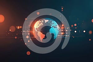 A computer generated image of a globe with a red and blue color scheme