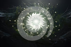 a computer generated image of a green and white flower arrangement. generative ai