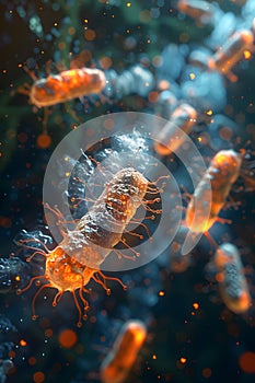 a computer generated image of a group of bacteria