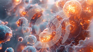 a computer generated image of a group of cells in a cell