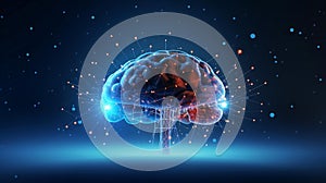 A computer-generated image of a human brain. Generative ai