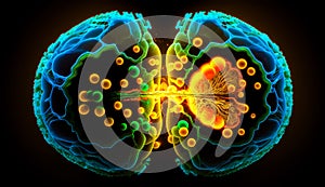 Computer generated image of human's brain with different colored areas