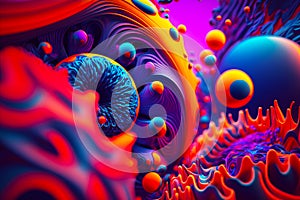 Computer generated image of multicolored background with spiral design in the center of the image. Generative AI