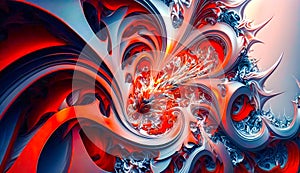 Computer generated image of red and blue flower. Generative AI
